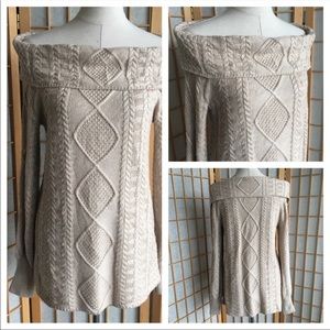 Marled Tan Knit Sweater SZ M